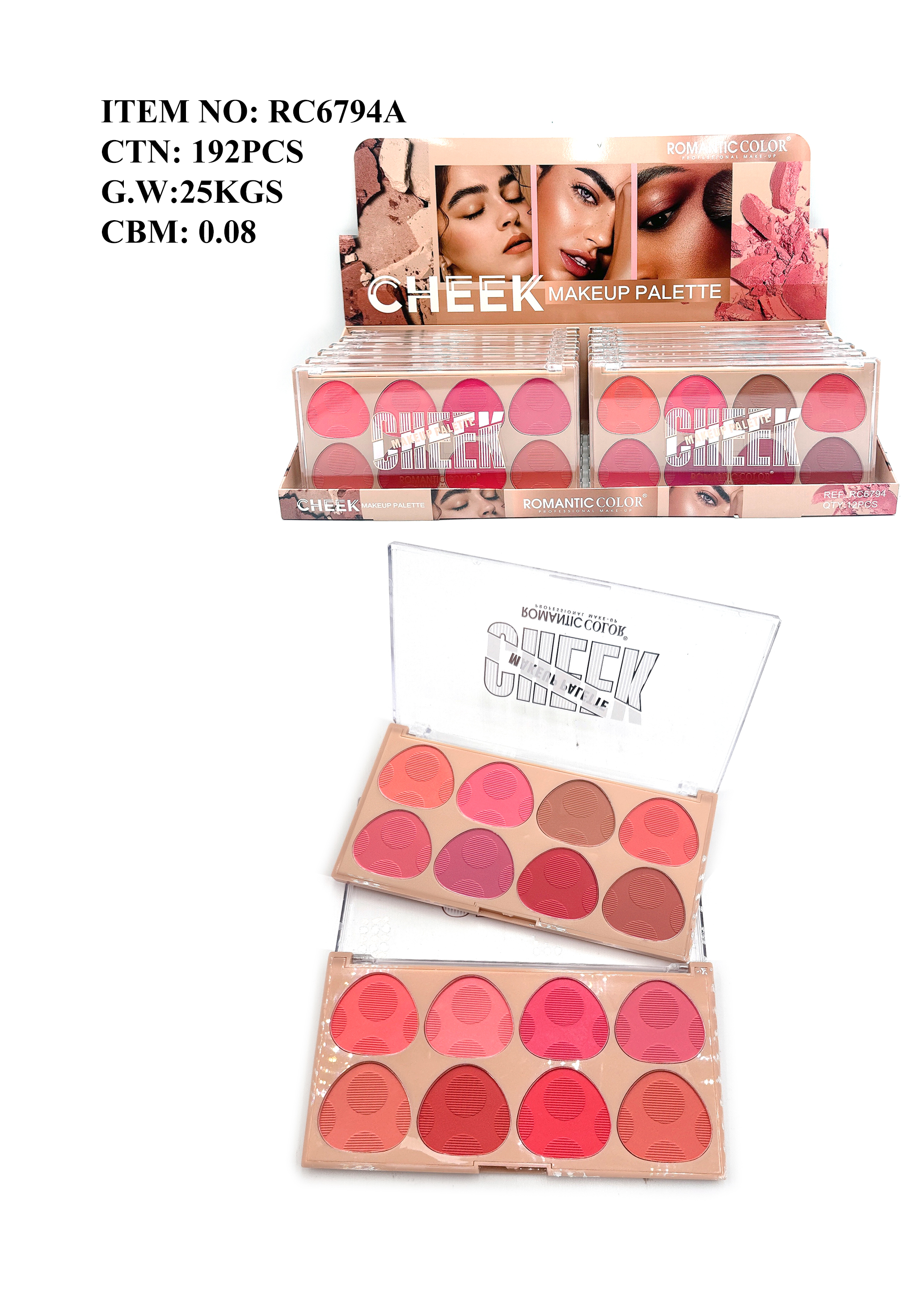 ROMANTIC COLOR CHEEK EYESHADOW PALETTE|8 COLORS EYESHADOW PALETTE