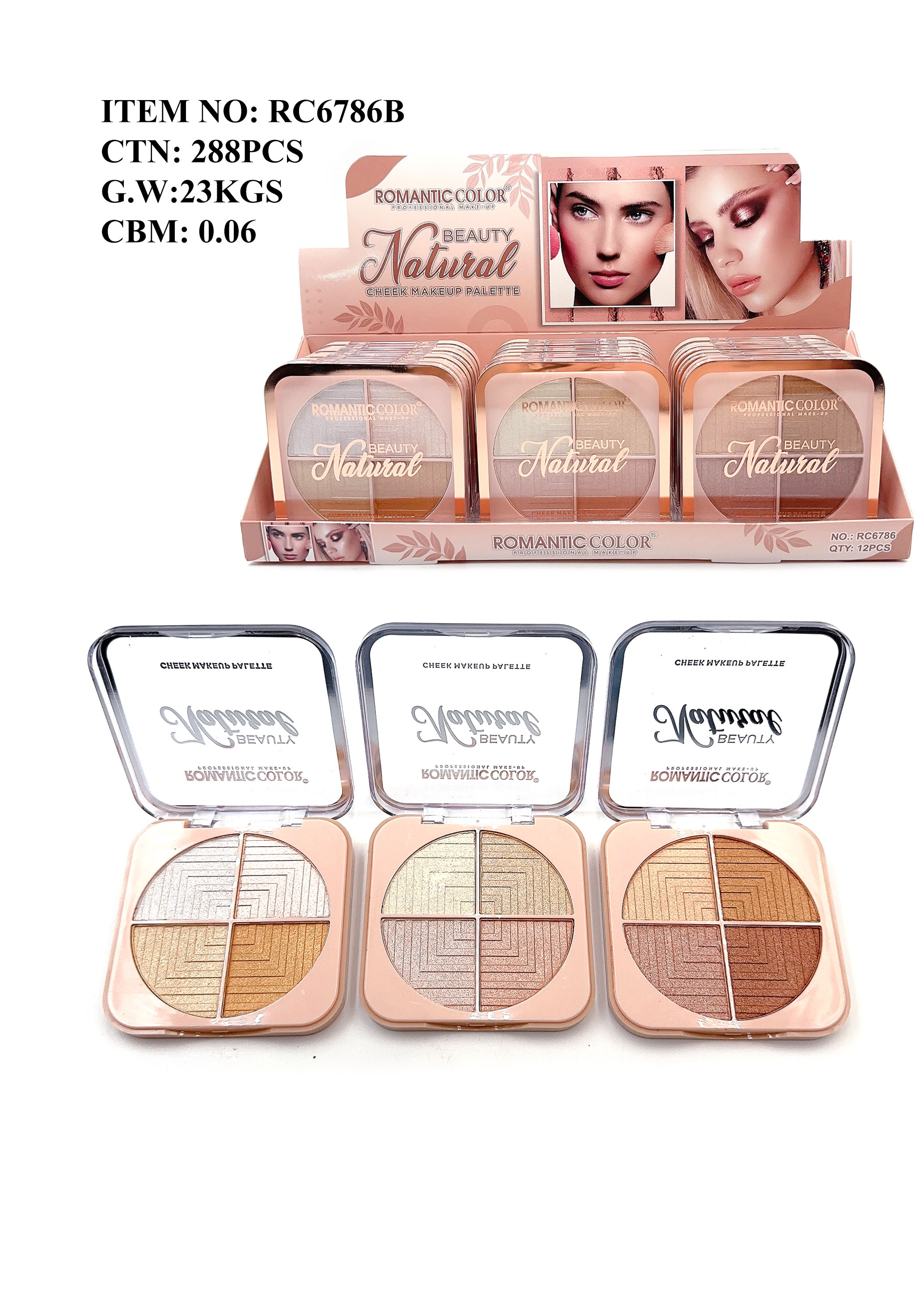 ROMANTIC COLOR BLUSH BEAUTY NATUIAL|4 COLORS CHEEK MAKEUP PALETTE