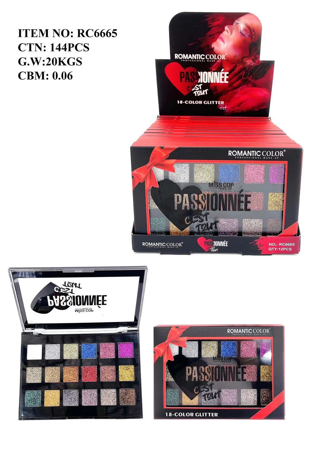 ROMANTIC COLOR EYESHADOW PALETTE PASSIONNEE CEST TOUT 18-COLOR GLITTER EYESHADOW PALETTE 