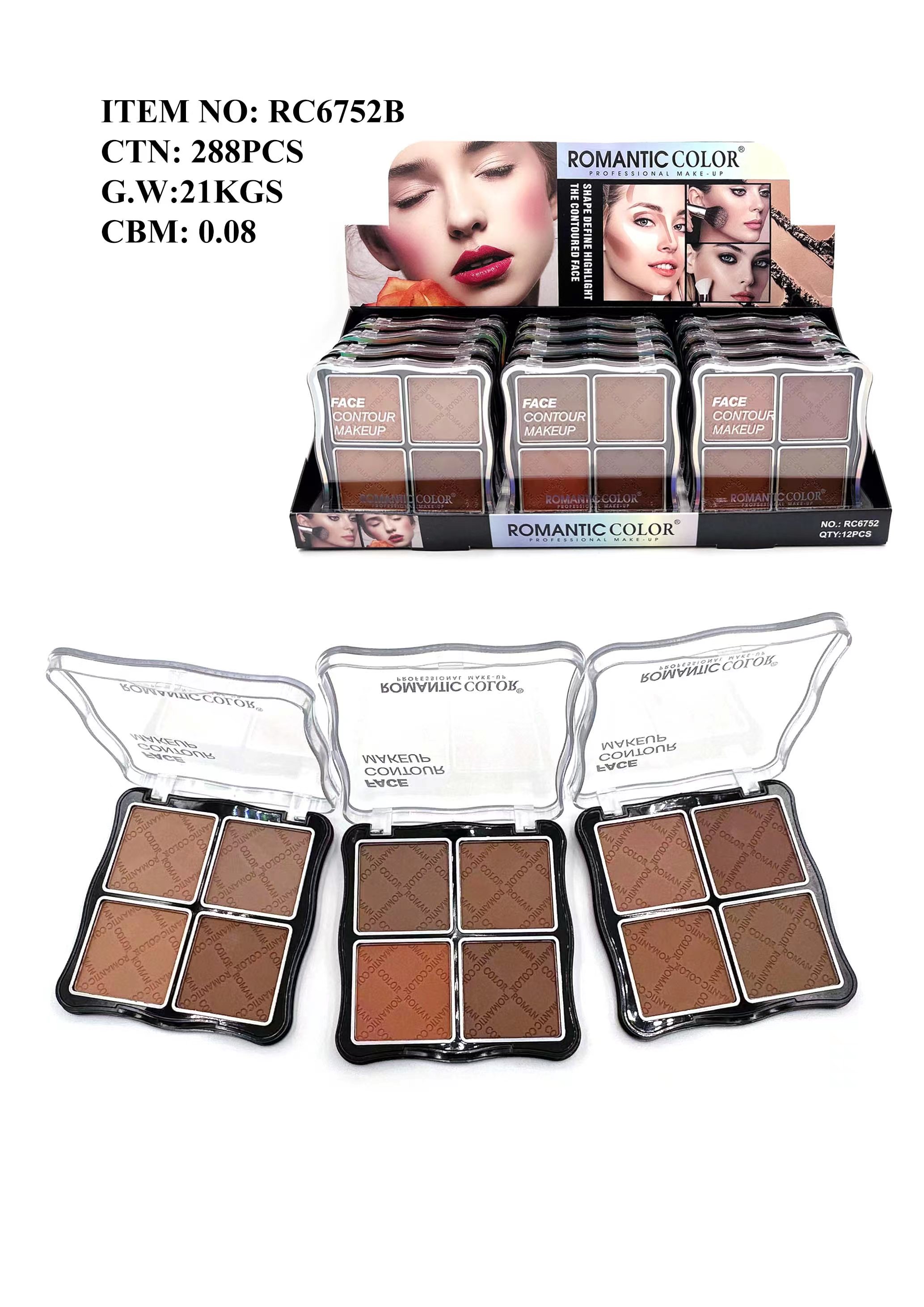 ROMANTIC COLOR FACE CONTOUR MAKEUP 4 COLORS EYESHADOW PALETTE