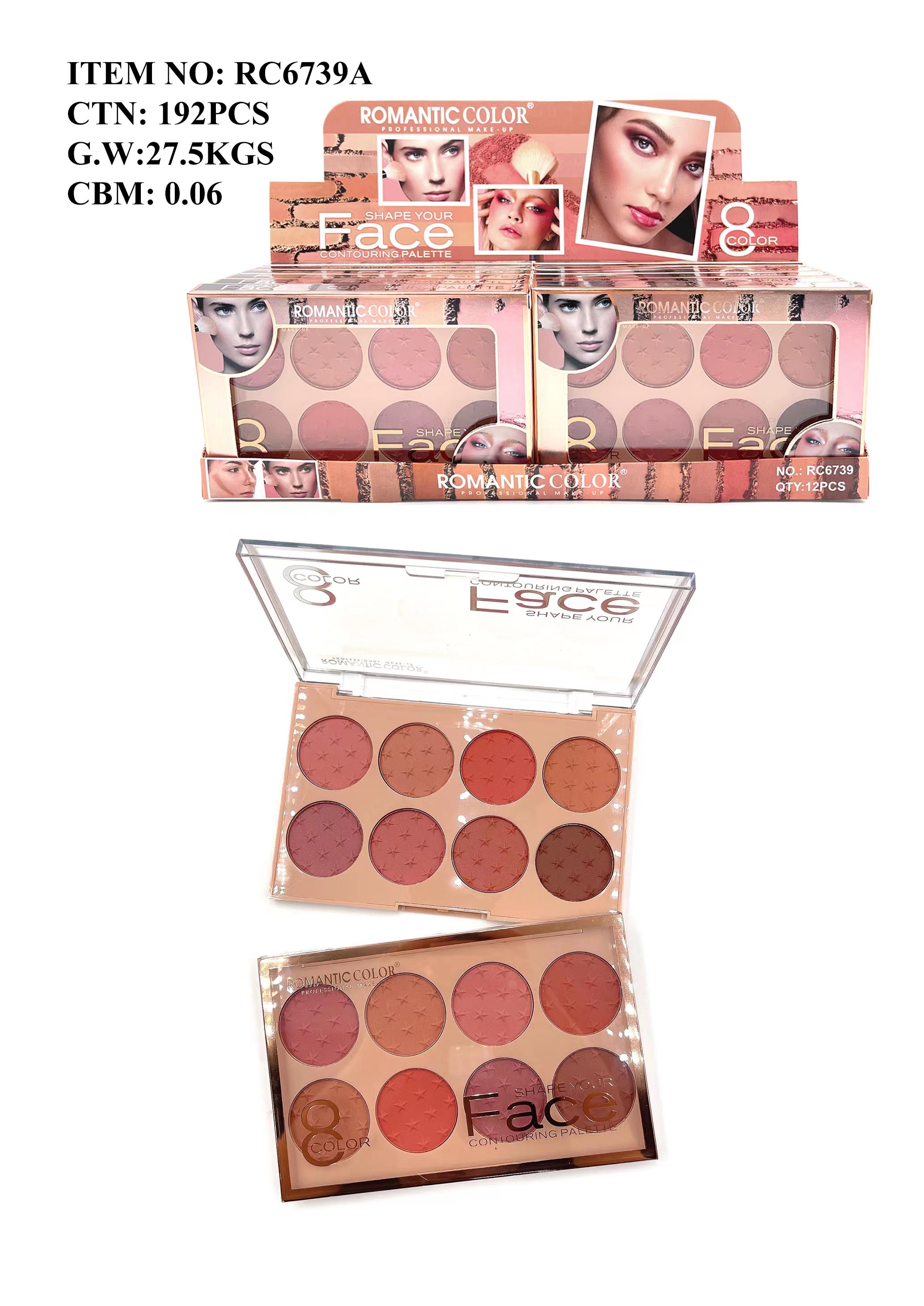 ROMANTIC COLOR EYE&FACE PALETTE SHAPE YOUR FACE|8 COLORS ROMANTIC COLOR BLUSH&CONTOUR