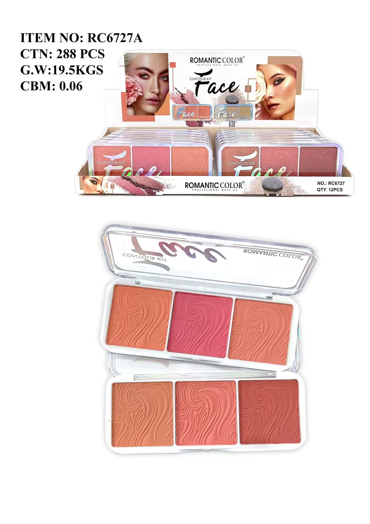 ROMANTIC COLOR FACE CONTOUR KIT|3 COLORS BLUSH&CONTOUR