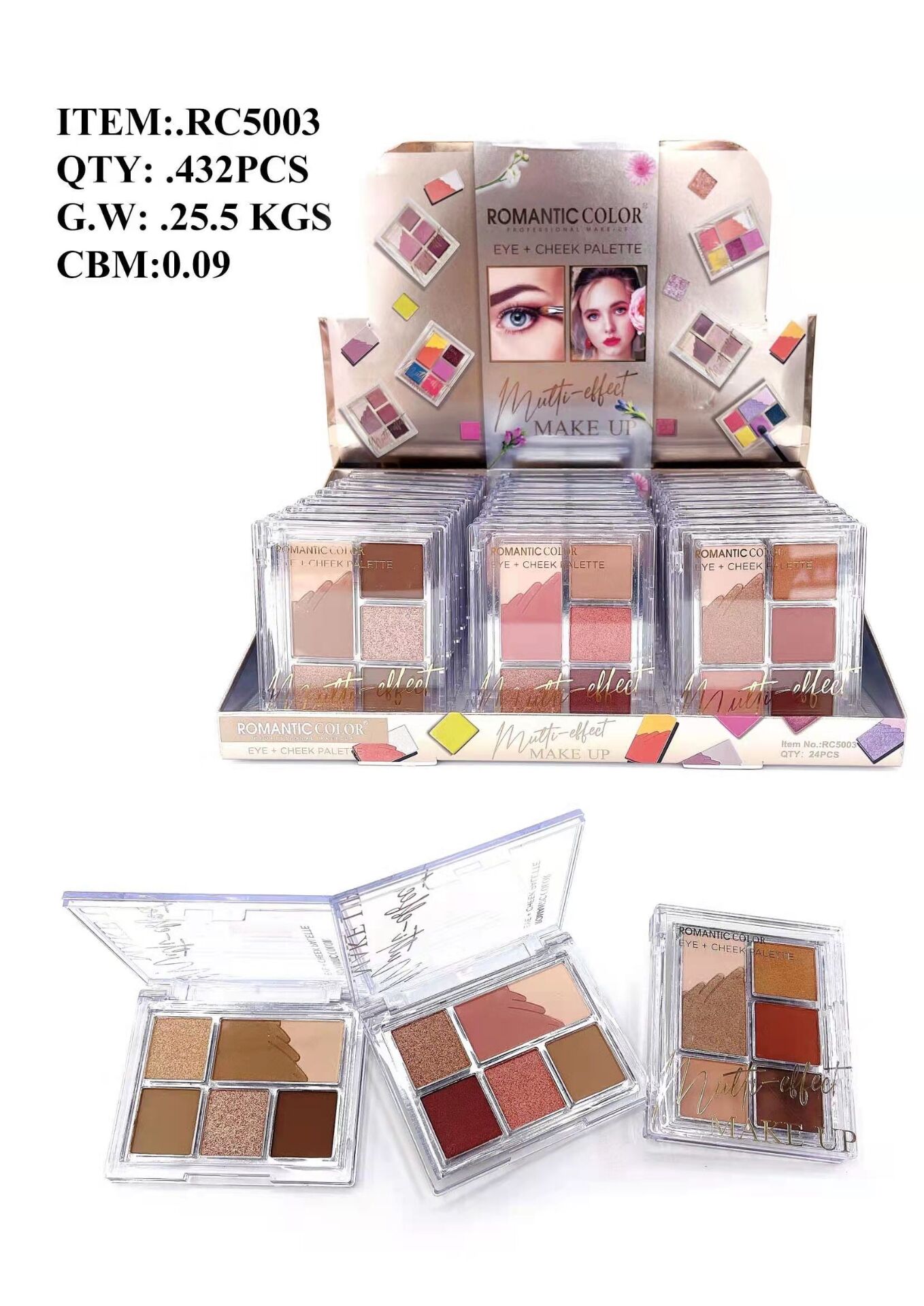 ROMANTIC COLOR PROFESSIONAL MAKE-UP EYESHADOW PALETTE 5 COLORS EYESHADOW PALETTE